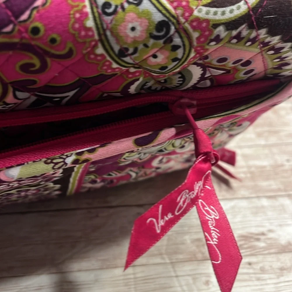 Vera Bradley Hard Case IPad Tablet Bag Pink and Green Paisley Crossbody Bag